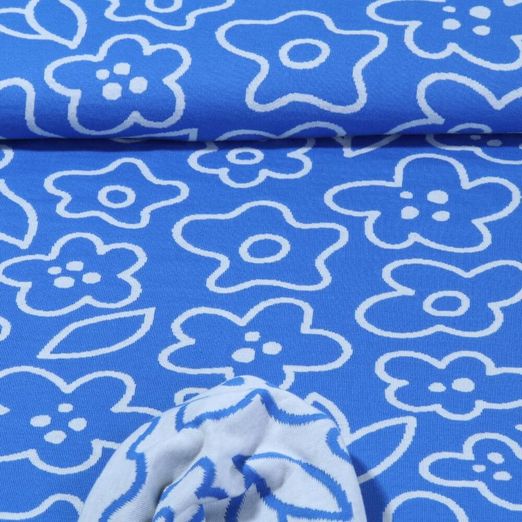 Bio Jersey - Hamburger Liebe Easygoing June Jacquard Doubleface Blau Ecru