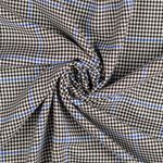 Tissu de mode - Pied-de-poule carreaux noir bleu