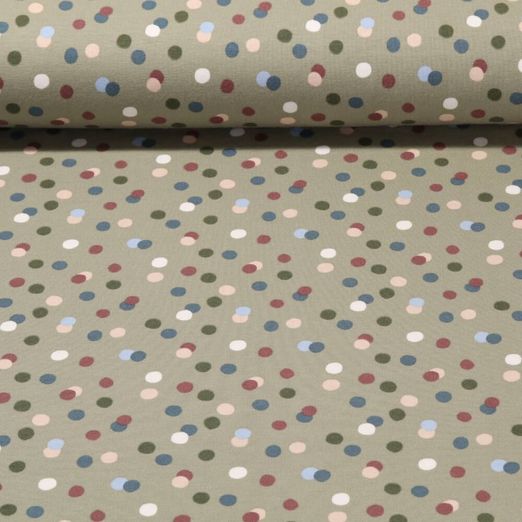 Jersey - Pois Vert olive clair