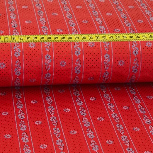 Trachtenstoff - Baumwollsatin Dirndl Design "Lotta" Rot