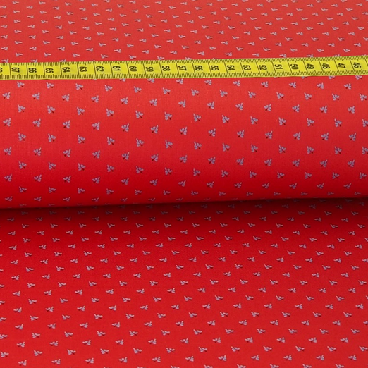 Trachtenstoff - Baumwollsatin Dirndl Design "Lilly" Rot