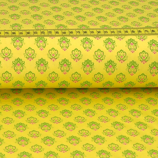 Trachtenstoff - Baumwollsatin Dirndl Design "Xenia" Gelb
