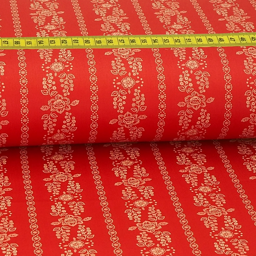 Trachtenstoff - Baumwollsatin Dirndl Design "Vreni" Rot