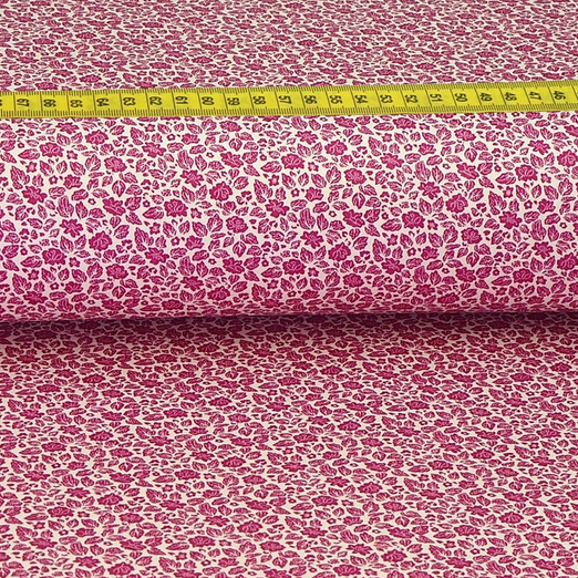 Trachtenstoff - Baumwollsatin Dirndl Design "Olga" Weiß/Fuchsia