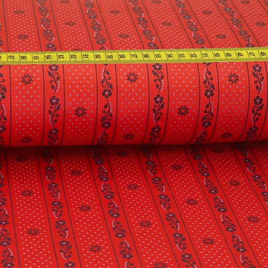 Trachtenstoff - Baumwollsatin Dirndl Design "Lotta" Kaminrot