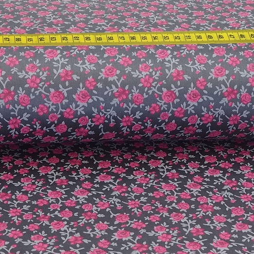 Trachtenstoff - Baumwollsatin Dirndl Design "Tara" Anthrazit