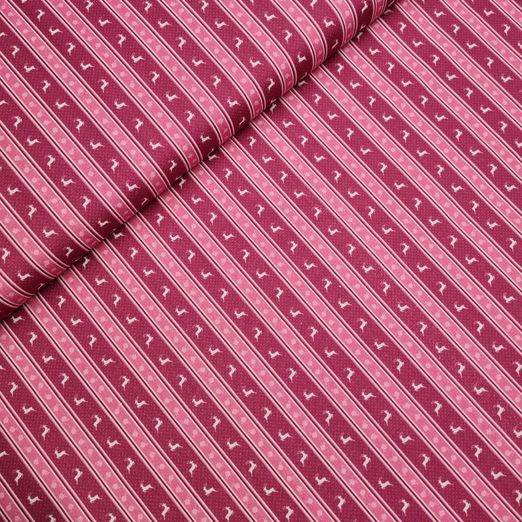 Trachten Baumwolle Serie Heike Hirschen & Streifen Cherry