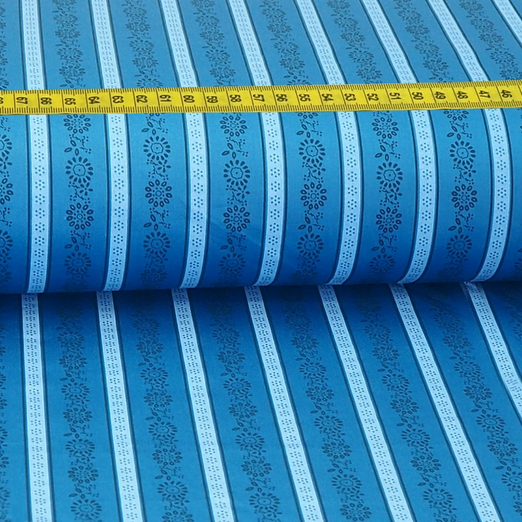 Trachtenstoff - Baumwollsatin Dirndl Design "Amelie" Blau