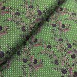 Trachten Baumwolle Serie Salogni Blumenranken Beige auf Grün