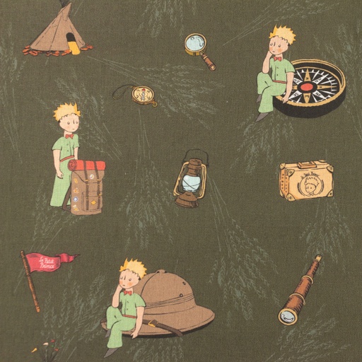 Baumwolle Kleiner Prinz auf Reisen Khaki Lizenz Digital Baumwolle Kleiner Prinz auf Reisen Khaki Lizenz Digital