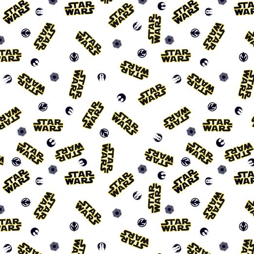 Baumwolle LIZENZ Star Wars Logos auf Weiß Digital