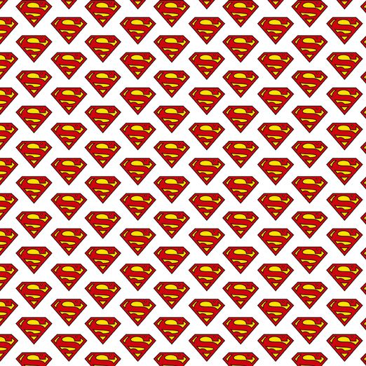 Baumwolle LIZENZ Superman Logo auf Weiß Digital