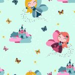 Baumwolle Froschkönig auf Hellem Rauchblau Lizenz Digital