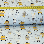 Baumwolle Piratentiere auf Hellblau