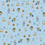 Baumwolle Maritime Welt auf Hellblau BIO