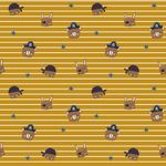 Baumwolle Piratentiere auf Streifen Senfgelb