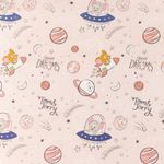 Baumwolle Tom & Jerry Kids im All auf Hellrosa Lizenz Digital