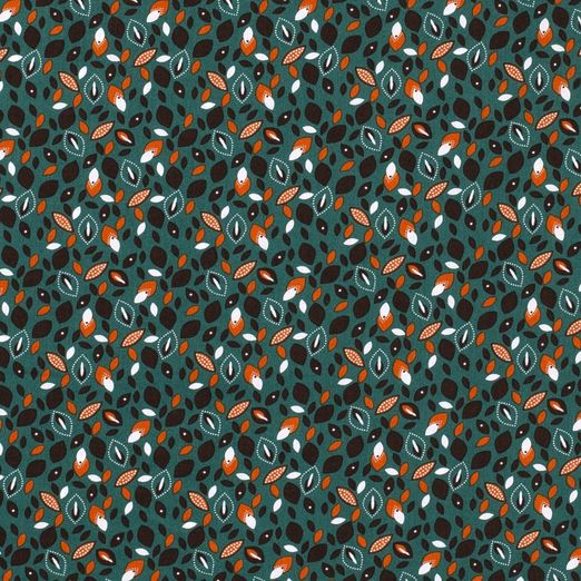 Baumwolle Bunte Leaves auf Dunkelgrün Baumwolle Bunte Leaves auf Dunkelgrün