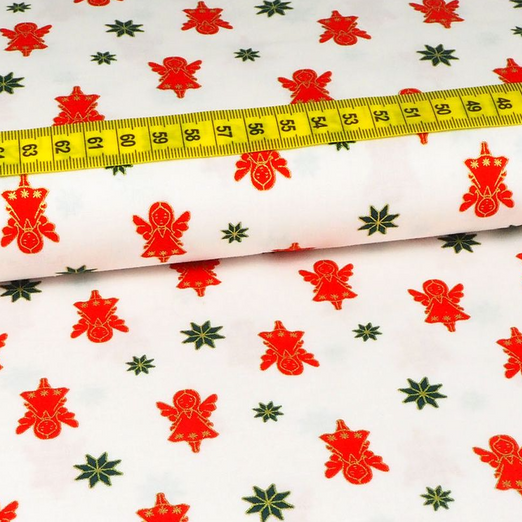 Baumwolle WEIHNACHTEN Engel & Sterne auf Weiß Baumwolle WEIHNACHTEN Engel & Sterne auf Weiß