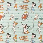 Baumwolle The Flinstones auf Streifen Mint Lizenz Digital