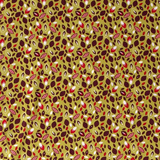 Baumwolle Bunte Leaves auf Khaki Baumwolle Bunte Leaves auf Khaki