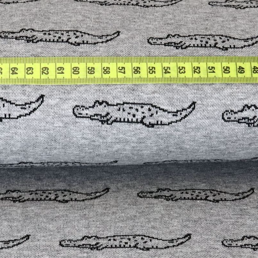 Jersey Jacquard Krokodile Hellgrau