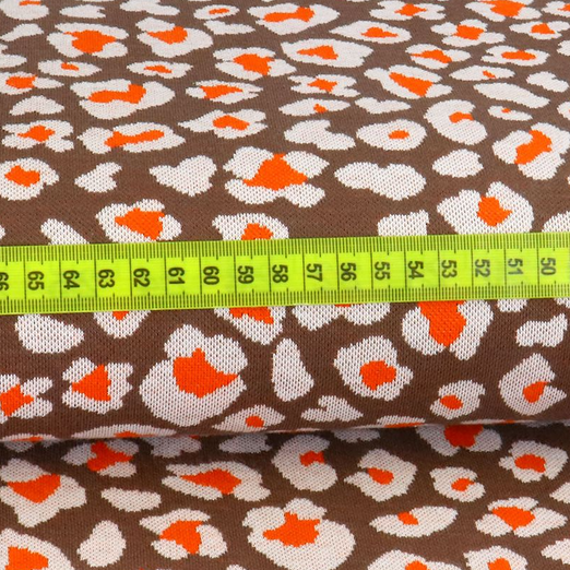 Jersey Jacquard Animals Orange auf Taupe
