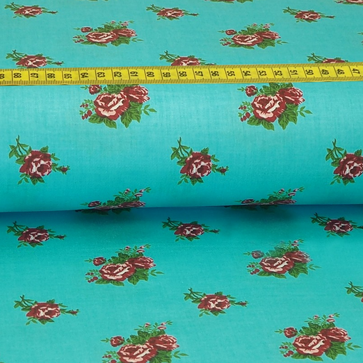 Trachtenstoff - Baumwollsatin Dirndl Design "Theresa" Türkis Trachtenstoff - Baumwollsatin Dirndl Design "Theresa" Türkis