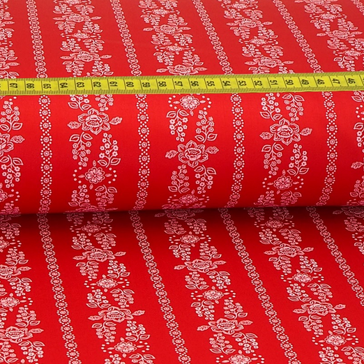 Trachtenstoff - Baumwollsatin Dirndl Design "Elfi" Rot Trachtenstoff - Baumwollsatin Dirndl Design "Elfi" Rot