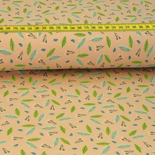 Jersey Blätter & Gräser auf Apricot