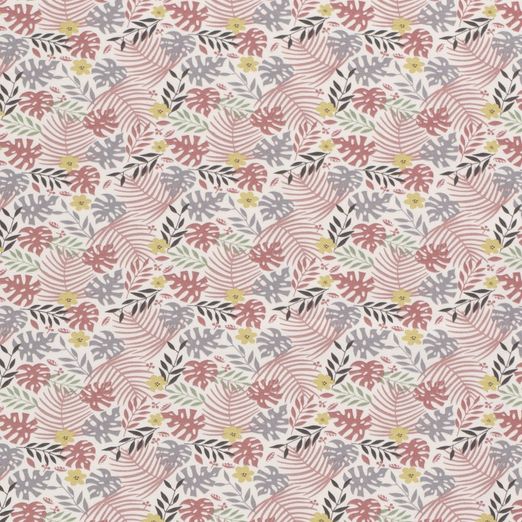 Jersey Palmenblätter & Blumen Altrosa Jersey Palmenblätter & Blumen Altrosa