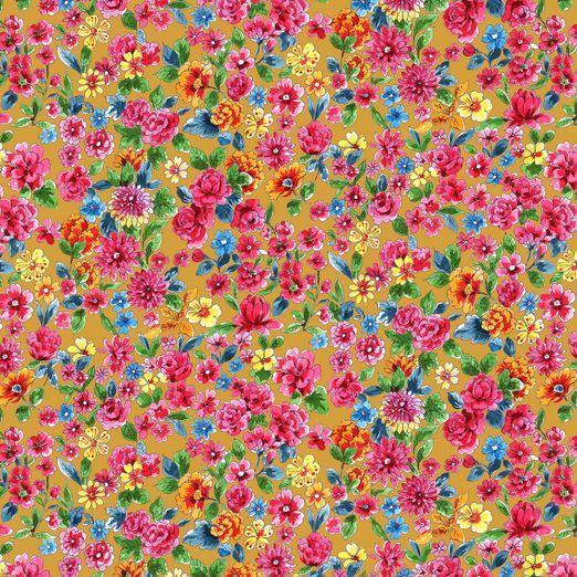 Jersey Dalbir Flowers Senfgelb Digital Jersey Dalbir Flowers Senfgelb Digital
