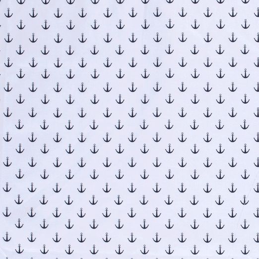 Baumwolle Midi Anker Dunkelblau auf Hellblau