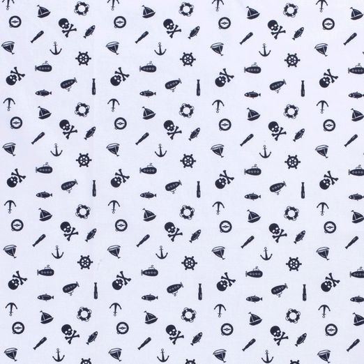 Baumwolle Kleine Maritime Symbole Dunkelblau auf Hellblau Baumwolle Kleine Maritime Symbole Dunkelblau auf Hellblau