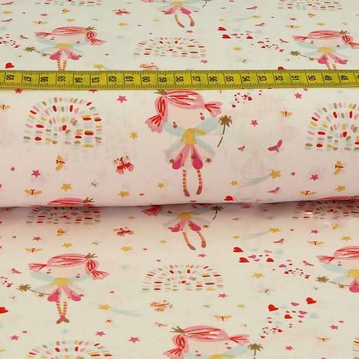 Baumwolle Süße Fee Pink auf Hellrosa Überbreite Baumwolle Süße Fee Pink auf Hellrosa Überbreite