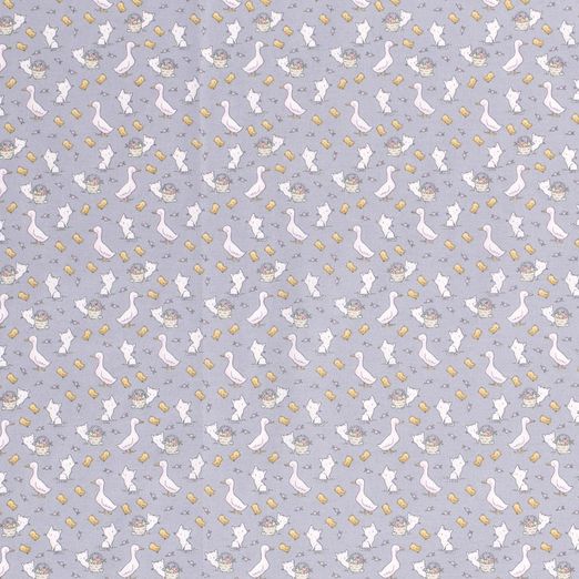 Baumwolle Tierische Liebe auf Grau Baumwolle Tierische Liebe auf Grau