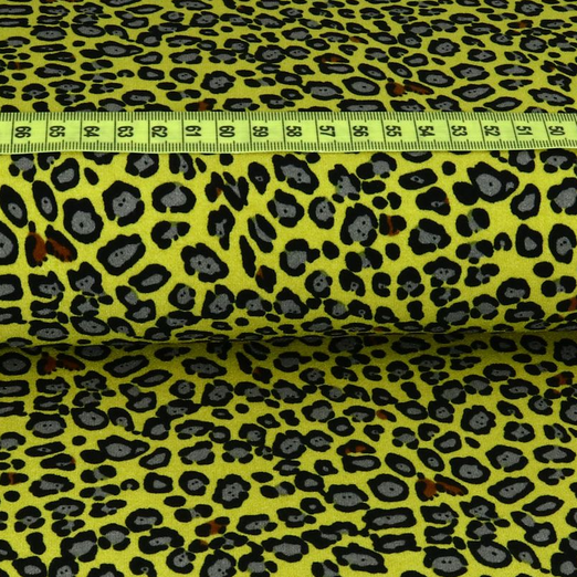 Jersey Polyester Leoprint Senfgelb