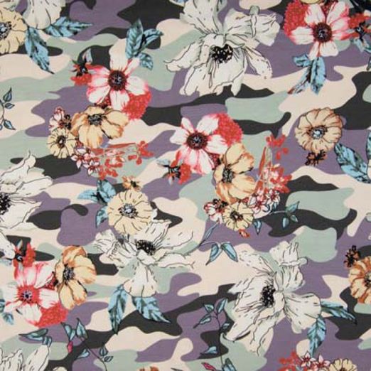Jersey Blütenmuster auf Camouflage Mint Digital