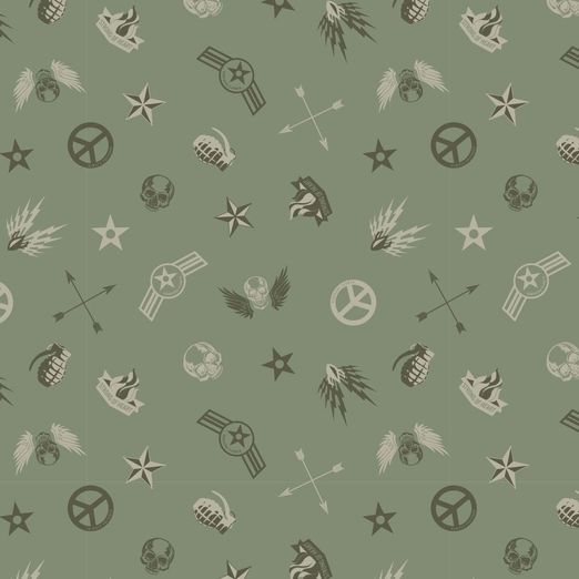 Baumwolle Rocker Symbole auf Khaki Baumwolle Rocker Symbole auf Khaki