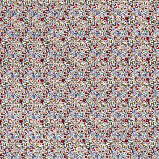 Baumwolle Kleine Blumen Skulls auf Hellgrau Baumwolle Kleine Blumen Skulls auf Hellgrau