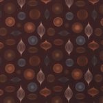 Coton NOËL Impression feuille Boules de Noël sur brun rouge