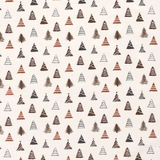 Baumwolle WEIHNACHTEN Foliendruck Tannenbäume auf Creme Baumwolle WEIHNACHTEN Foliendruck Tannenbäume auf Creme