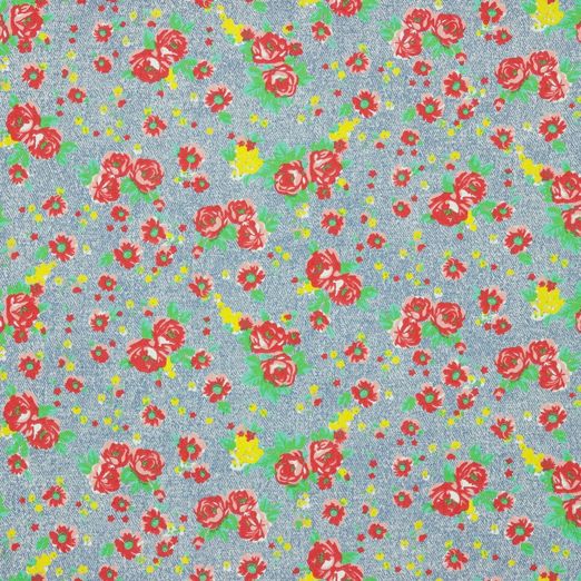 Jeans Red Roses auf Hellblau