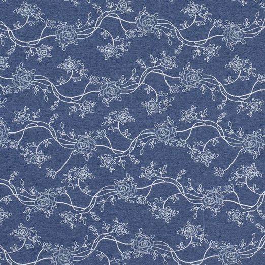 Stretch Jeans Rosenranken auf Jeansblau