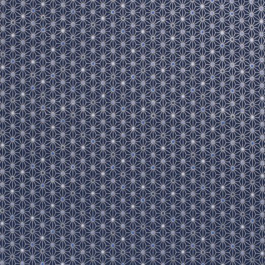 Baumwolle WEIHNACHTEN Foliendruck Silberne Linien und Sterne auf Dunkelblau