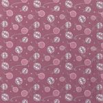 Baumwolle WEIHNACHTEN Foliendruck Silberne Christbaumkugeln auf Altrosa