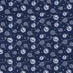 Baumwolle WEIHNACHTEN Foliendruck Silberne Christbaumkugeln auf Dunkelblau