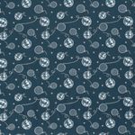 Baumwolle WEIHNACHTEN Foliendruck Silberne Christbaumkugeln auf Petrol