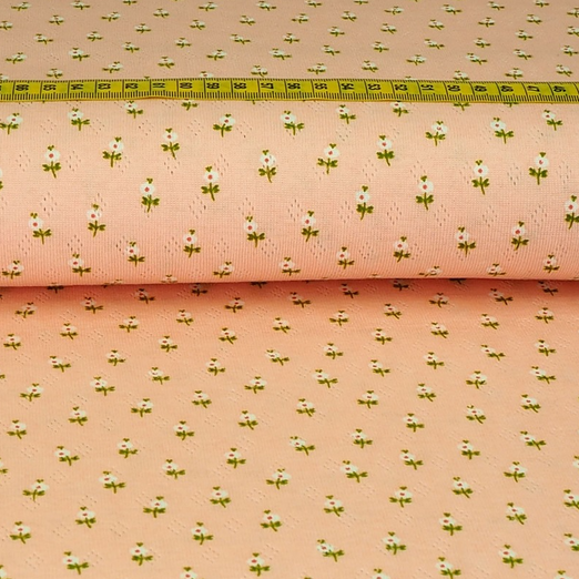 Feinstrickjersey Ajour Pointoille Sweet Flowers Rosa