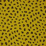 Feinstrickjersey Ajour Pointoille Leomuster auf Senfgelb